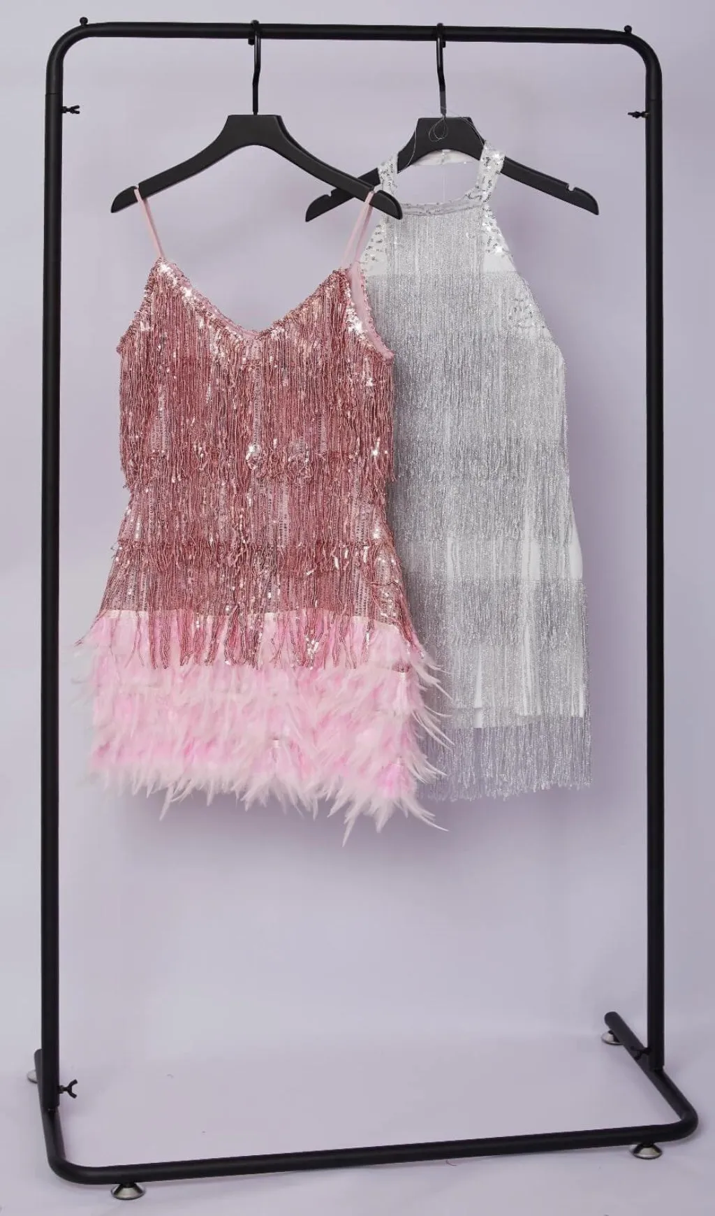 PINK TASSEL FEATHER MINI DRESS Gloria Lanvin