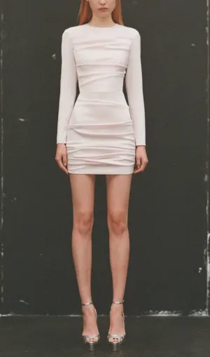 PLEATED SLIM-FIT DRESS IN NUDE PINK Gloria Lanvin