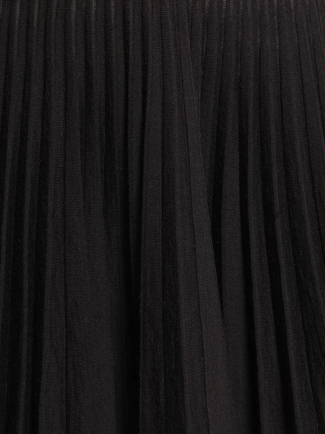 pleated wool knit long sleeve mini dress in black Gloria Lanvin