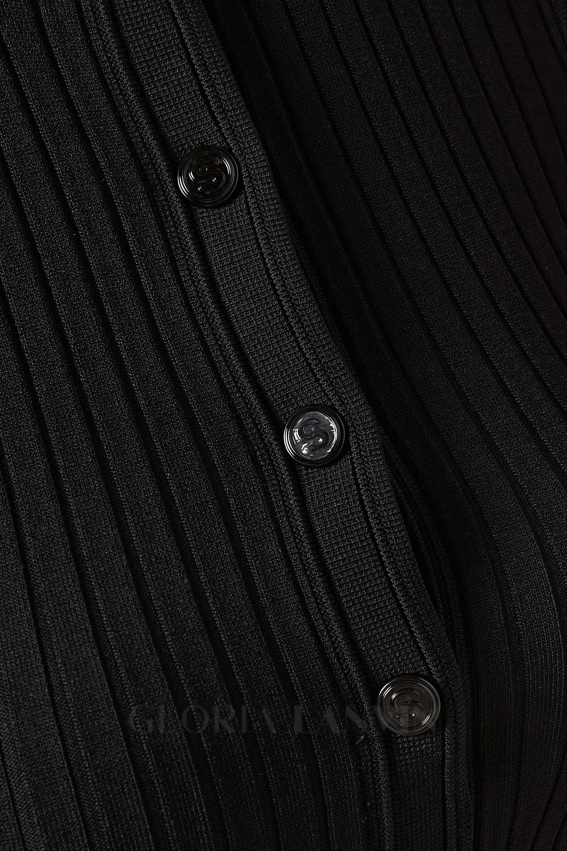 pleated wool knit long sleeve mini dress in black Gloria Lanvin