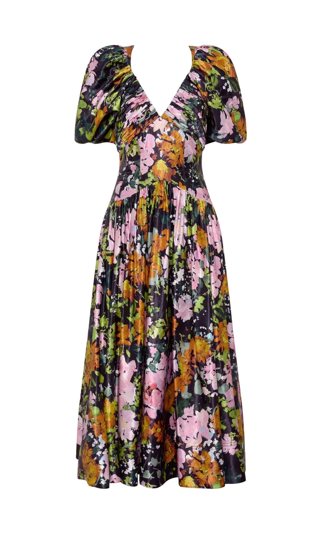 PLUNGE FLORAL MIDI DRESS Gloria Lanvin
