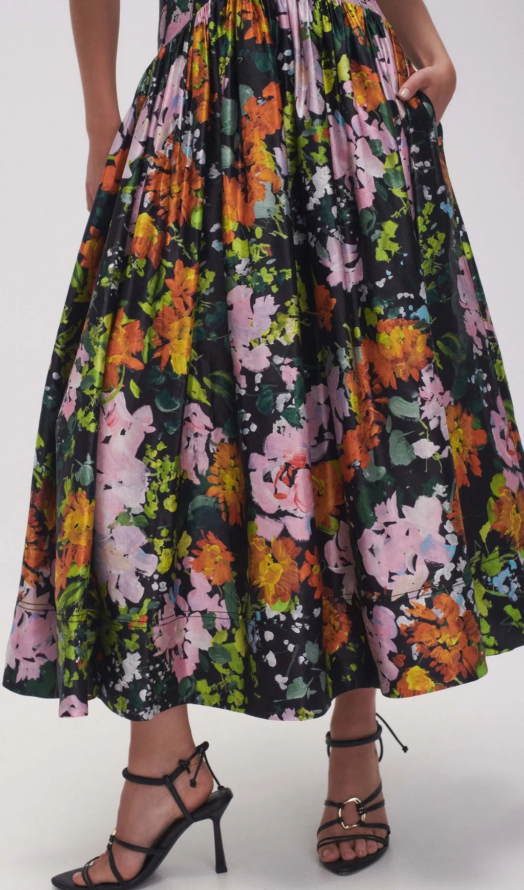 PLUNGE FLORAL MIDI DRESS Gloria Lanvin