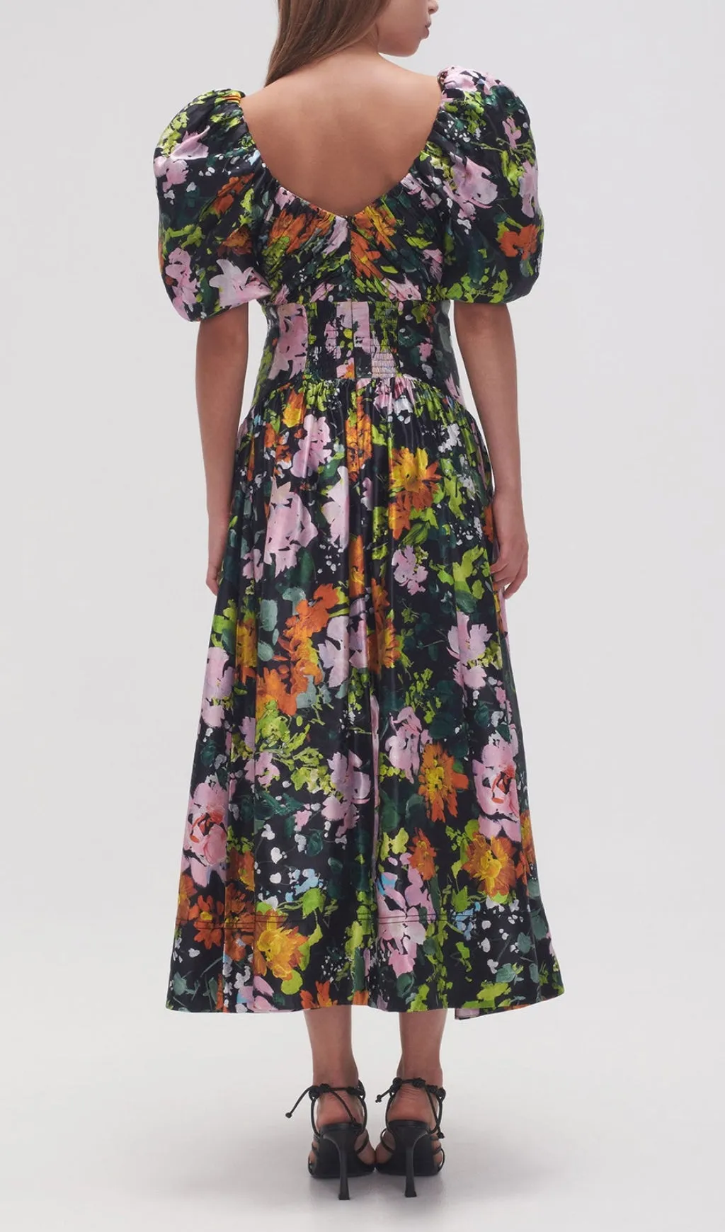 PLUNGE FLORAL MIDI DRESS Gloria Lanvin