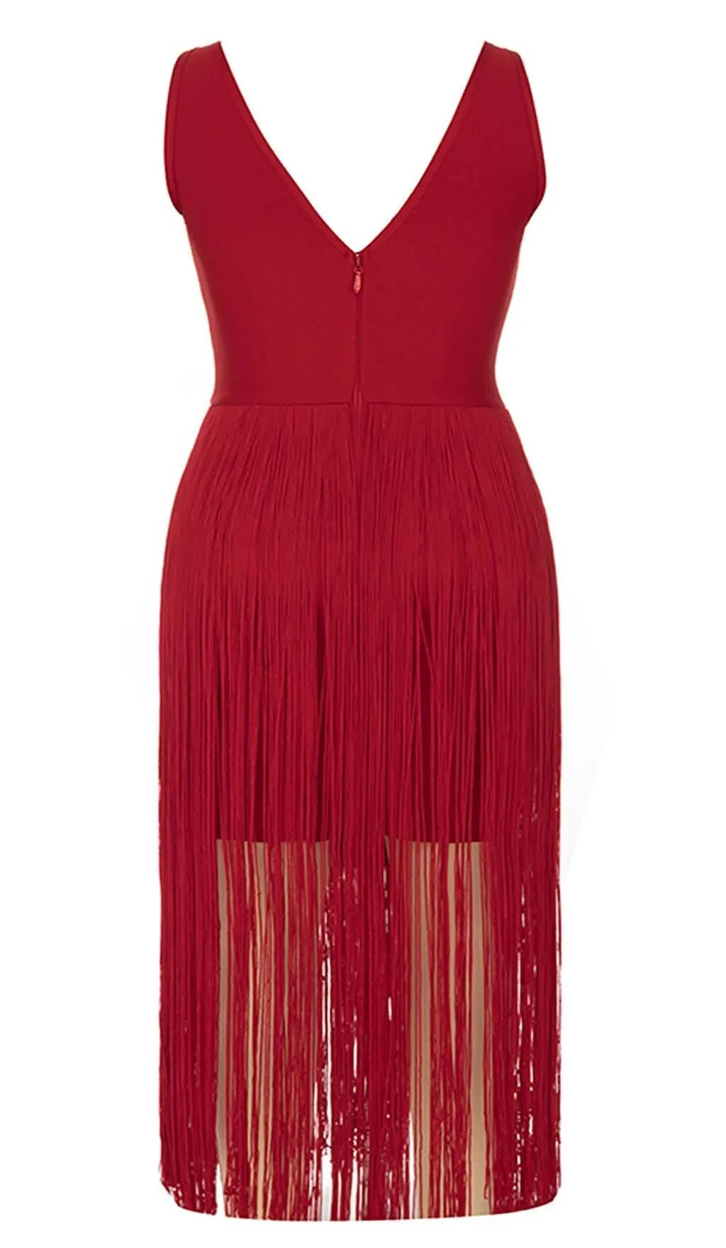 PLUS CUTOUT TASSEL MIDI DRESS IN RED Gloria Lanvin