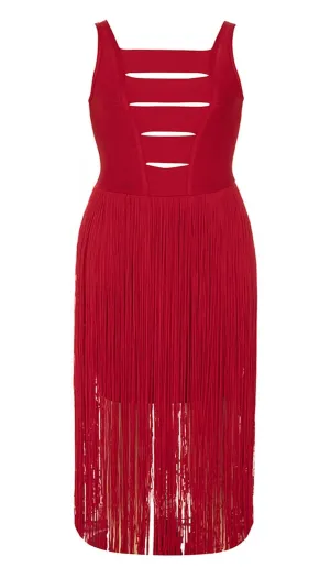 PLUS CUTOUT TASSEL MIDI DRESS IN RED Gloria Lanvin
