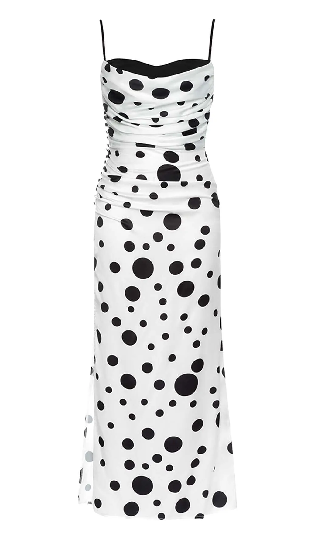 POLKA DOT PRINT RUCHED MERMAID MAXI DRESS Gloria Lanvin