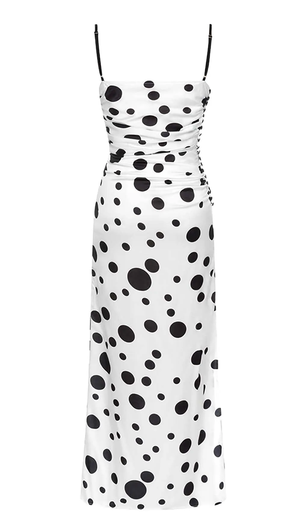 POLKA DOT PRINT RUCHED MERMAID MAXI DRESS Gloria Lanvin