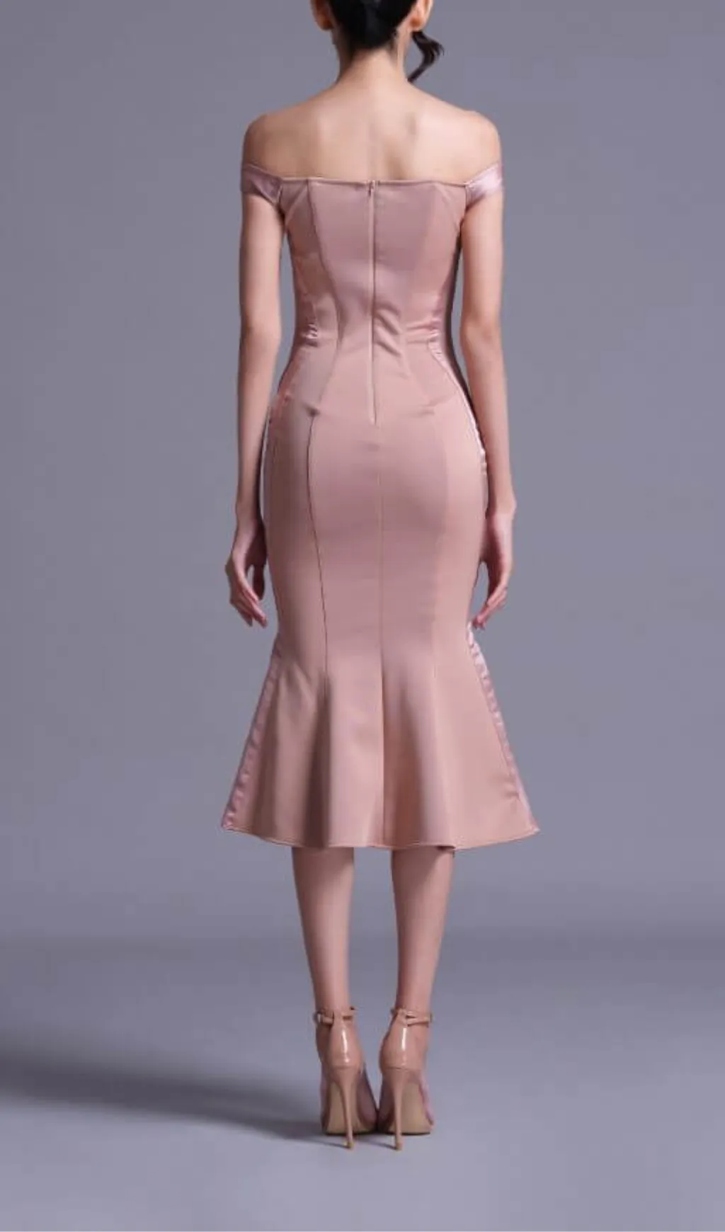POLYESTER SPANDEX SATIN MIDI DRESS Gloria Lanvin