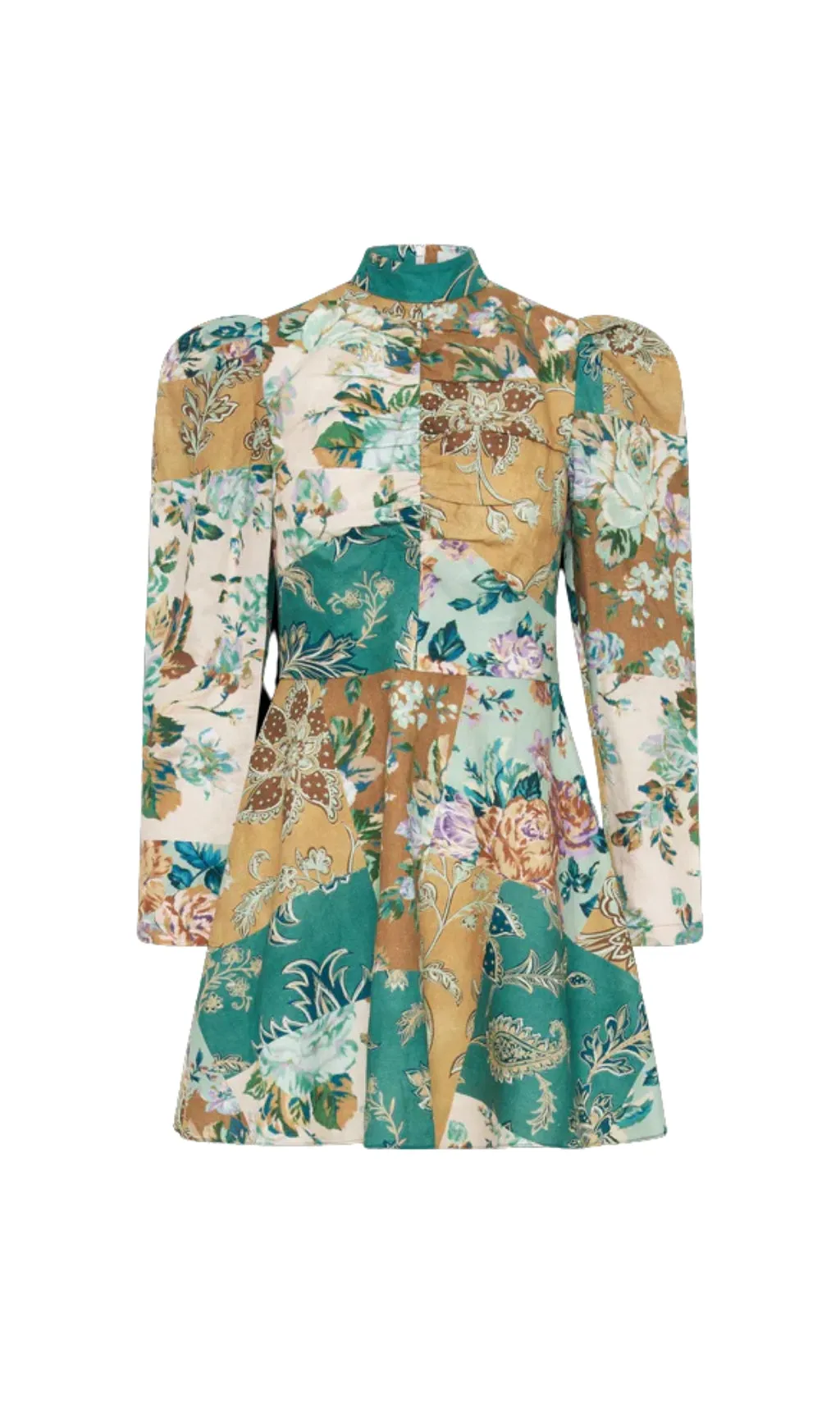 PRINT LONG SLEEVE RUCHED MINI DRESS Gloria Lanvin