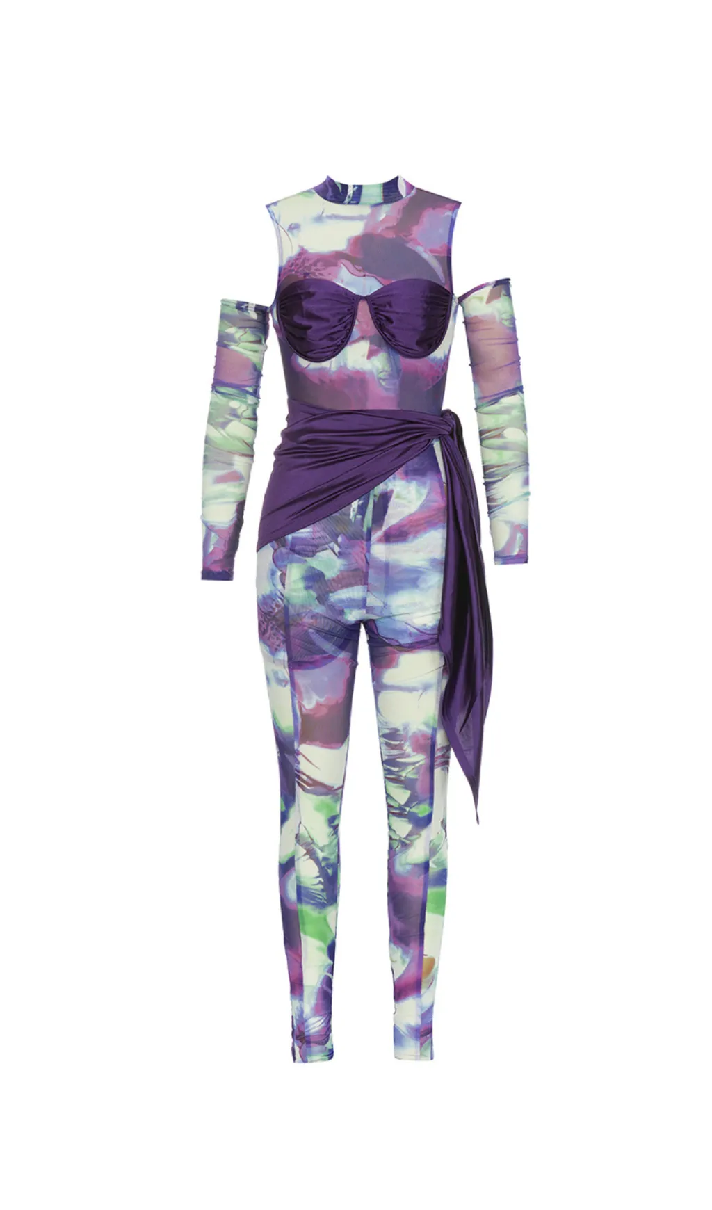 PRINT PANELS STRAPS SKINNY JUMPSUIT Gloria Lanvin