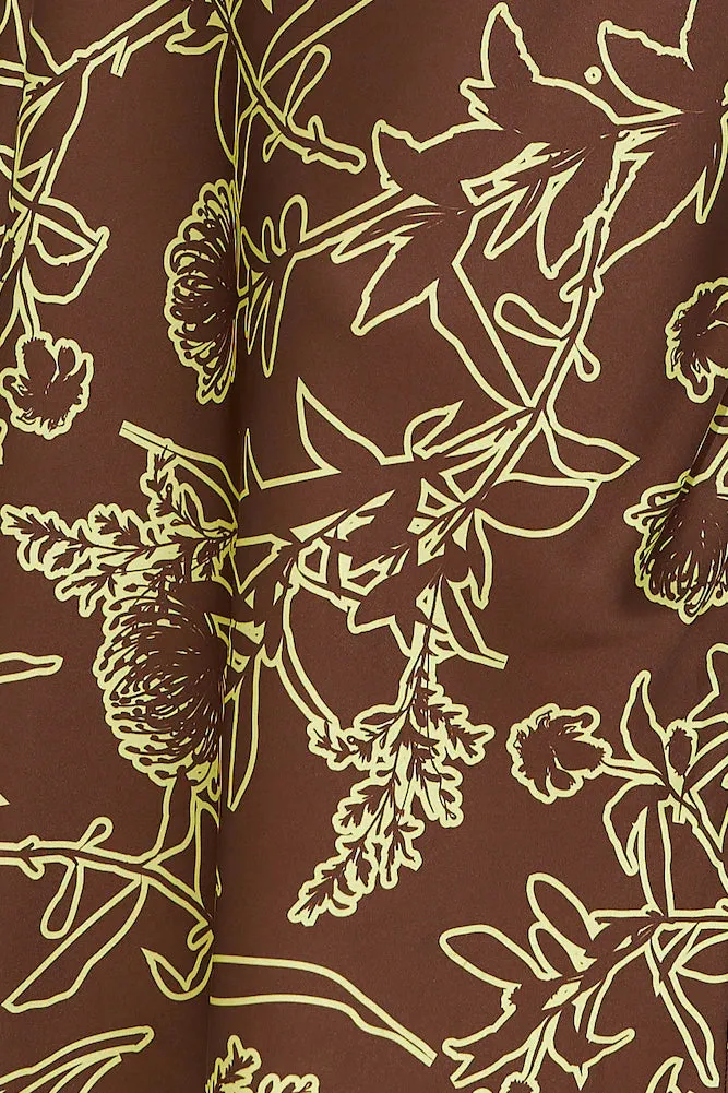 print satin maxi dress in brown Gloria Lanvin