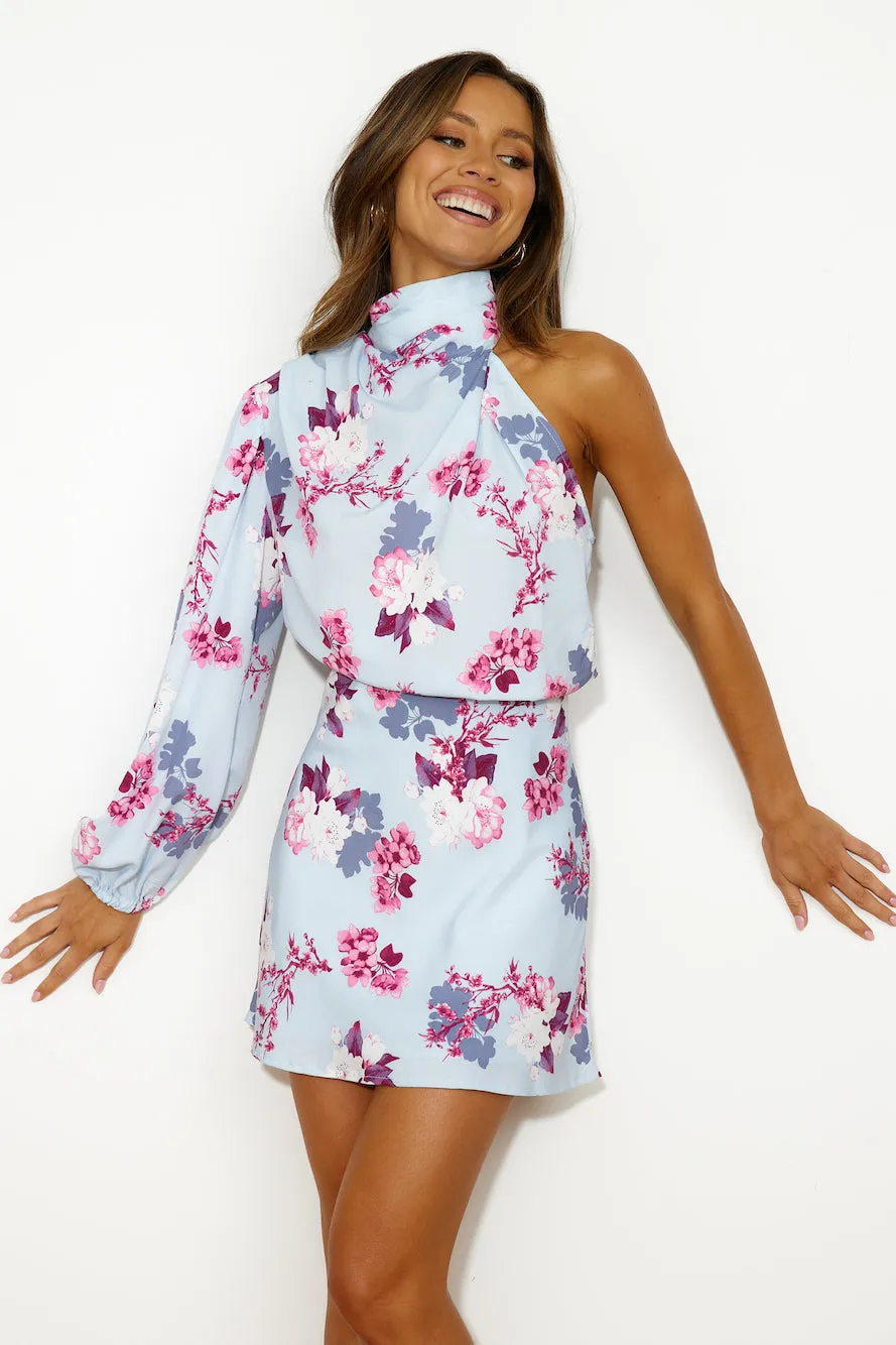 print satin mini dress in blue Gloria Lanvin