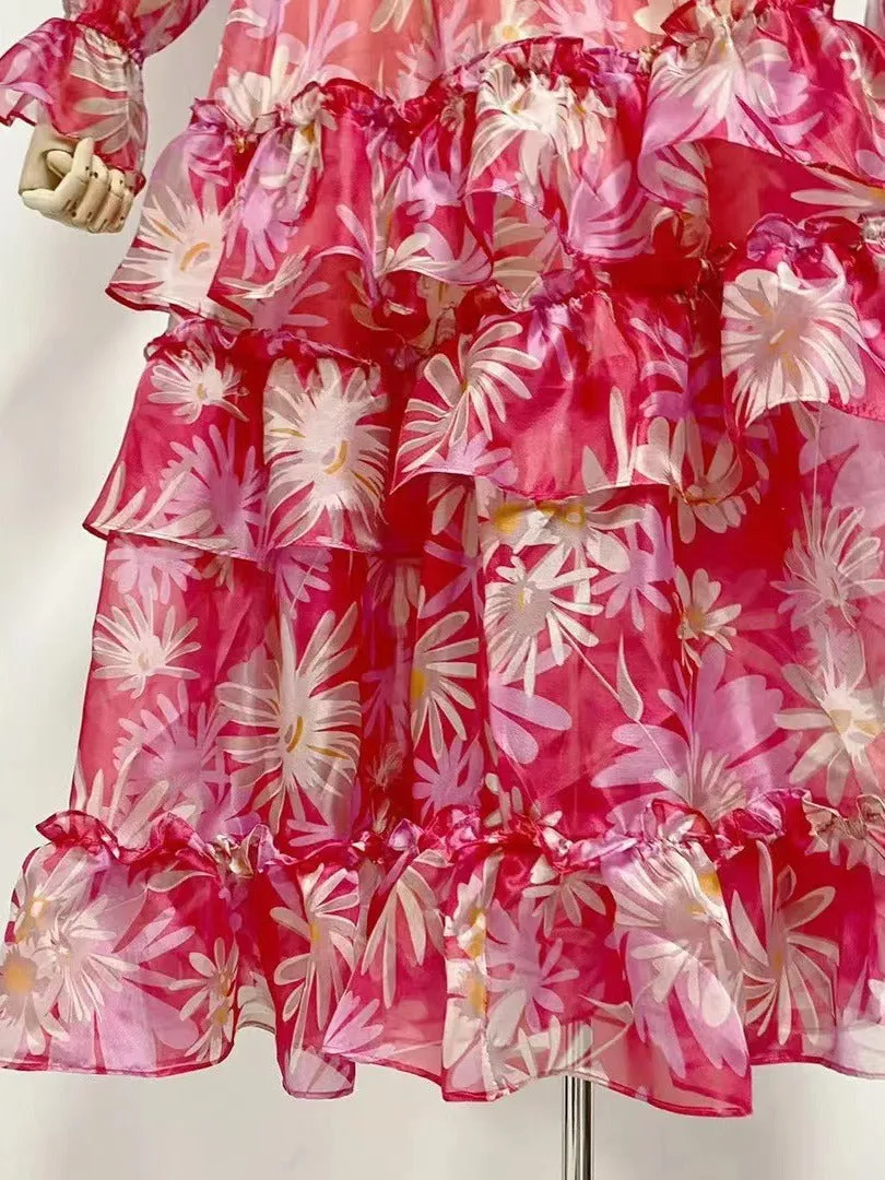 PRINTED OFF-THE-SHOULDER SILK ORGANZA MAXI DRESS Gloria Lanvin