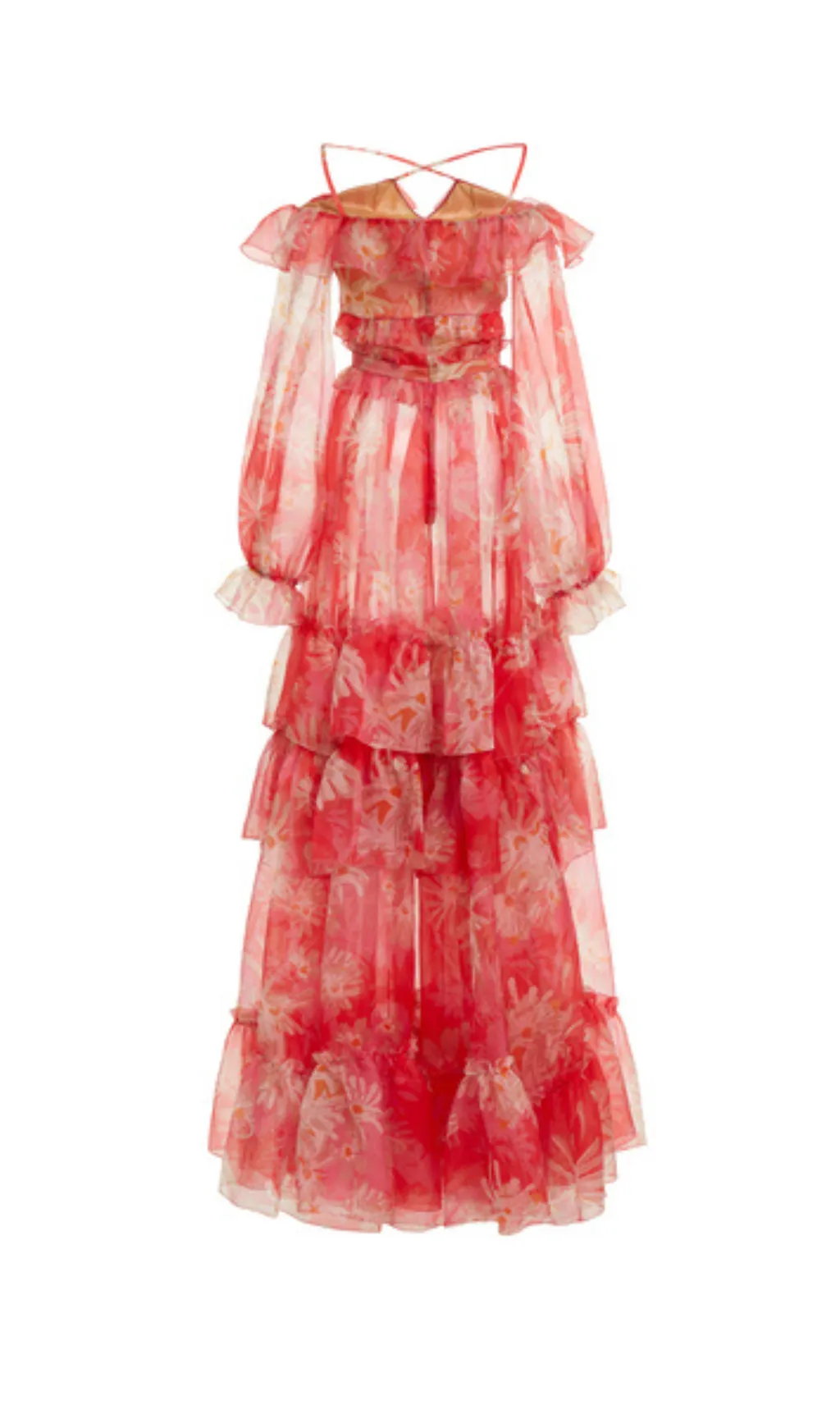 PRINTED OFF-THE-SHOULDER SILK ORGANZA MAXI DRESS Gloria Lanvin