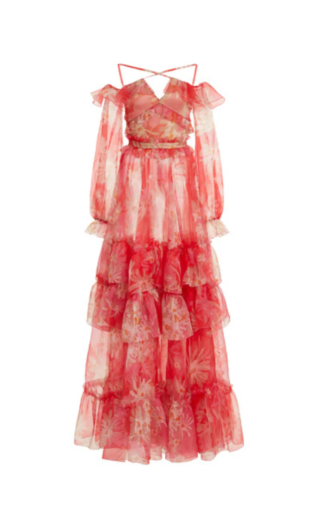 PRINTED OFF-THE-SHOULDER SILK ORGANZA MAXI DRESS Gloria Lanvin