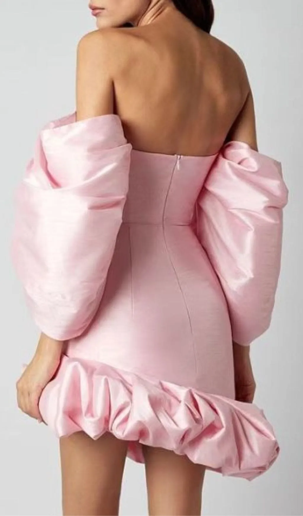 PUFF ASYMMETRIC MINI DRESS IN PINK Gloria Lanvin