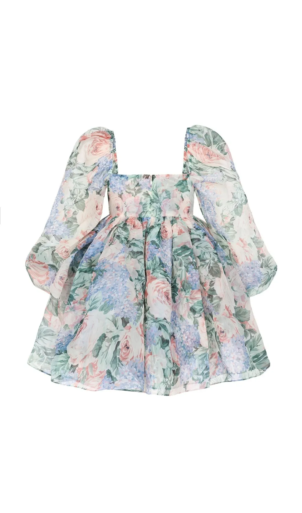 PUFF LONG SLEEVE FLORAL MINI DRESS Gloria Lanvin