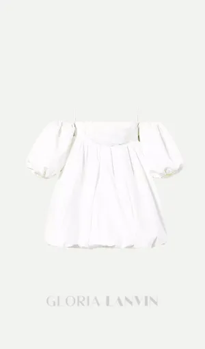 puff sleeve duchesse  mini dress in white Gloria Lanvin