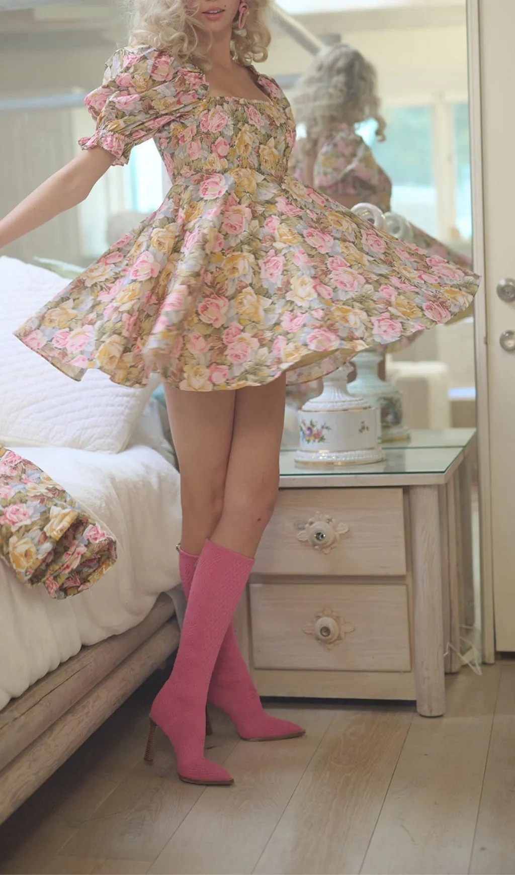 PUFF SLEEVE FLORAL MINI DRESS Gloria Lanvin