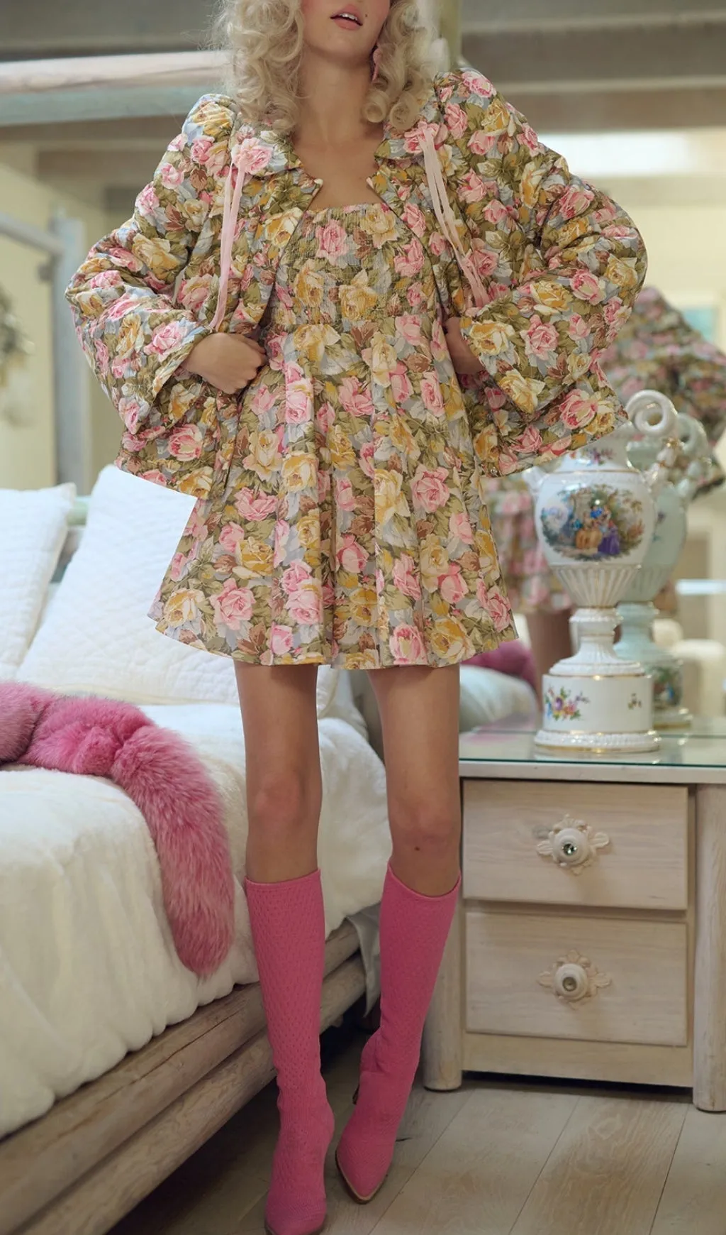 PUFF SLEEVE FLORAL MINI DRESS Gloria Lanvin