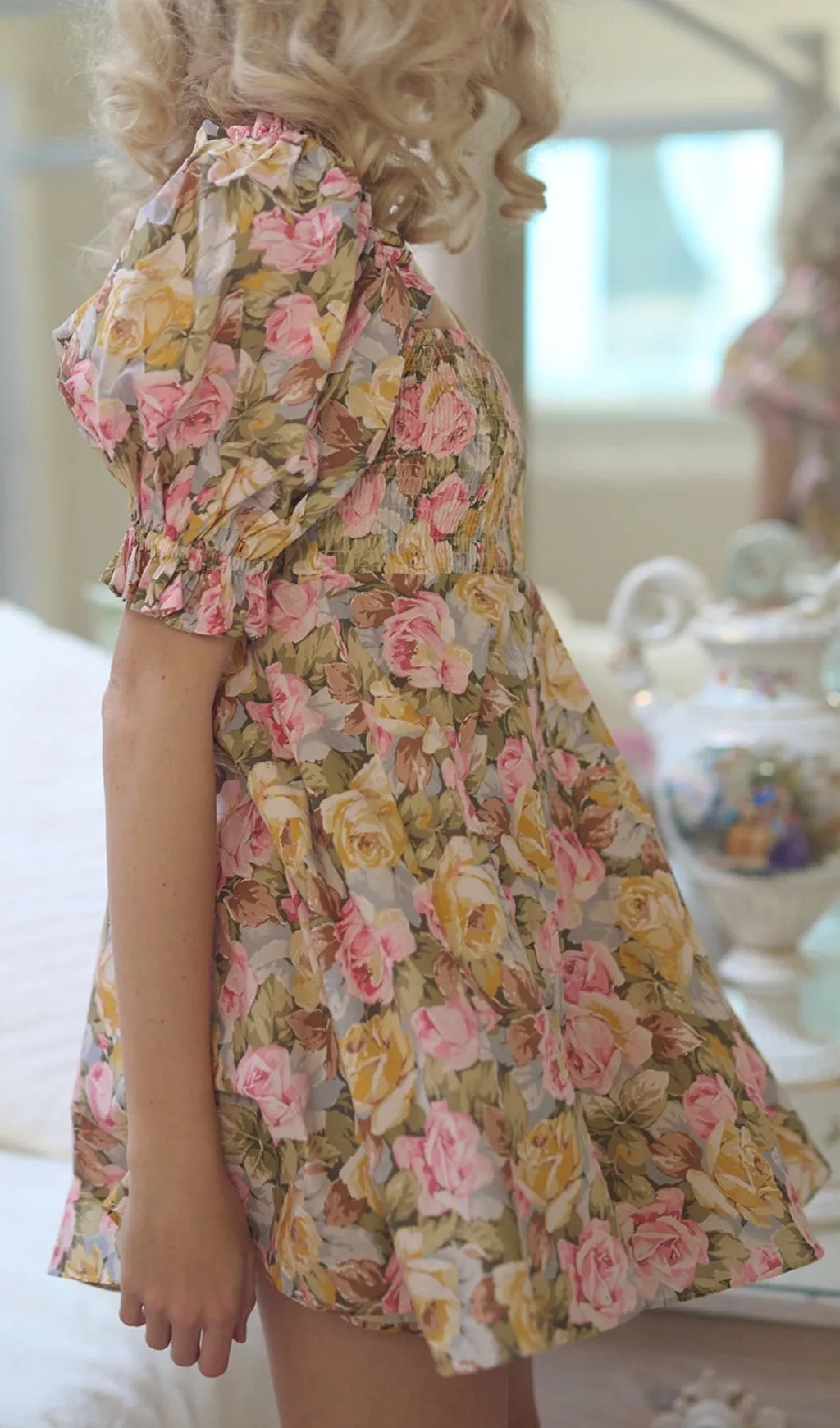 PUFF SLEEVE FLORAL MINI DRESS Gloria Lanvin