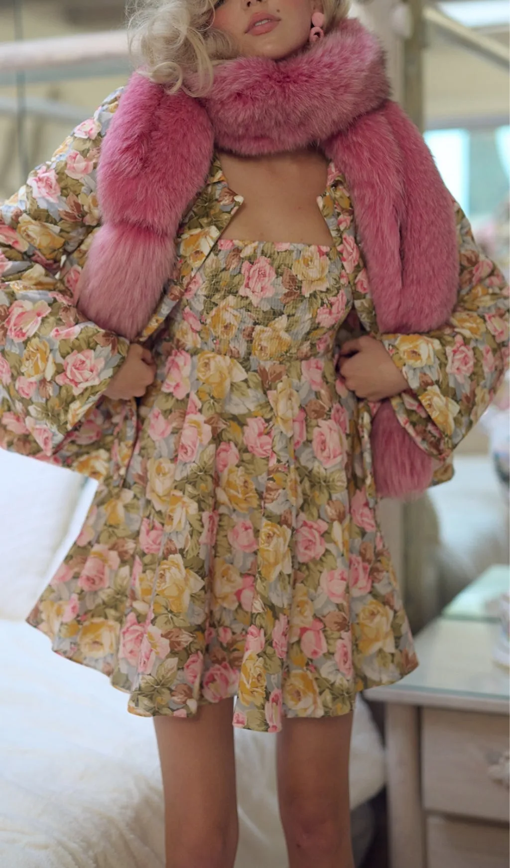 PUFF SLEEVE FLORAL MINI DRESS Gloria Lanvin