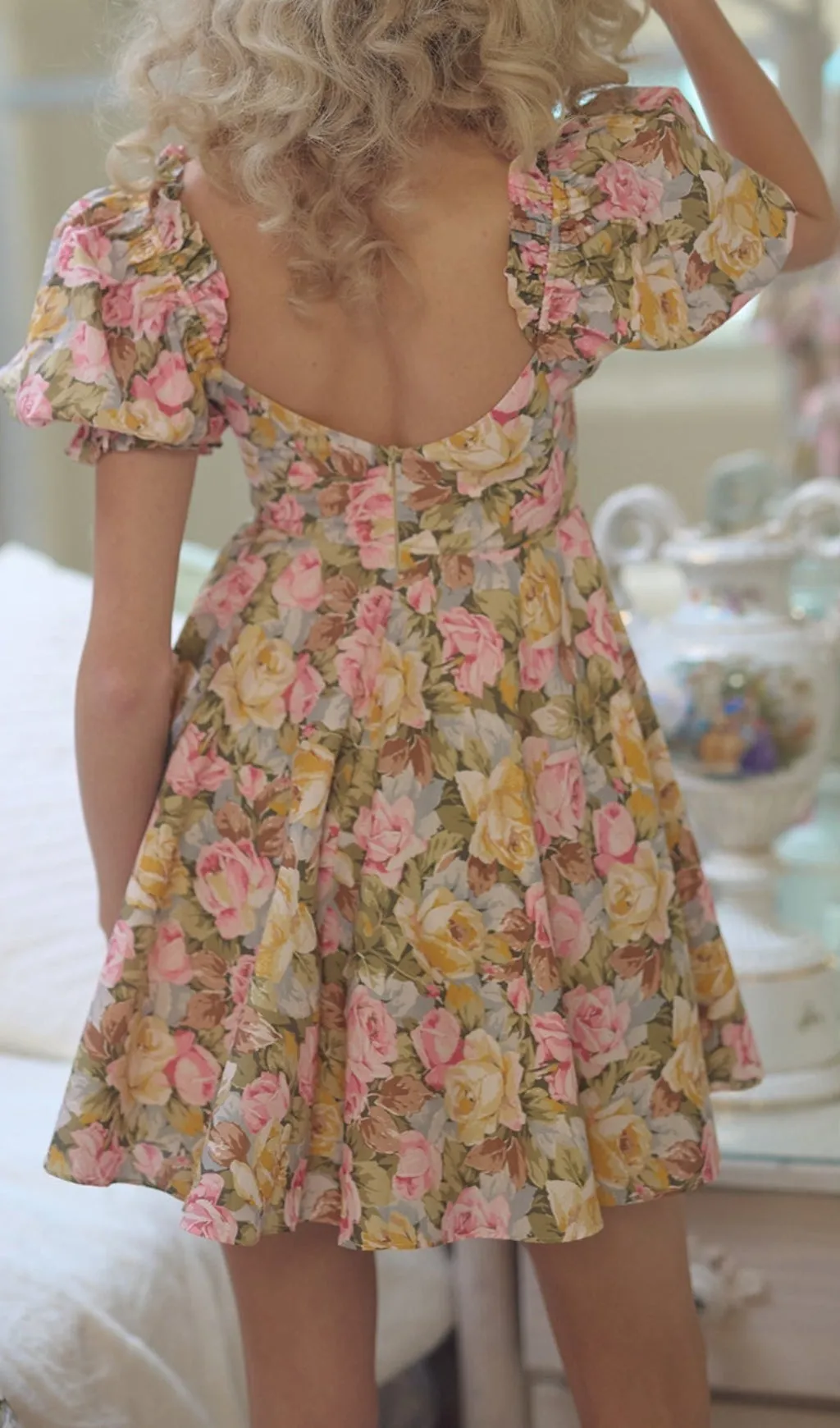 PUFF SLEEVE FLORAL MINI DRESS Gloria Lanvin