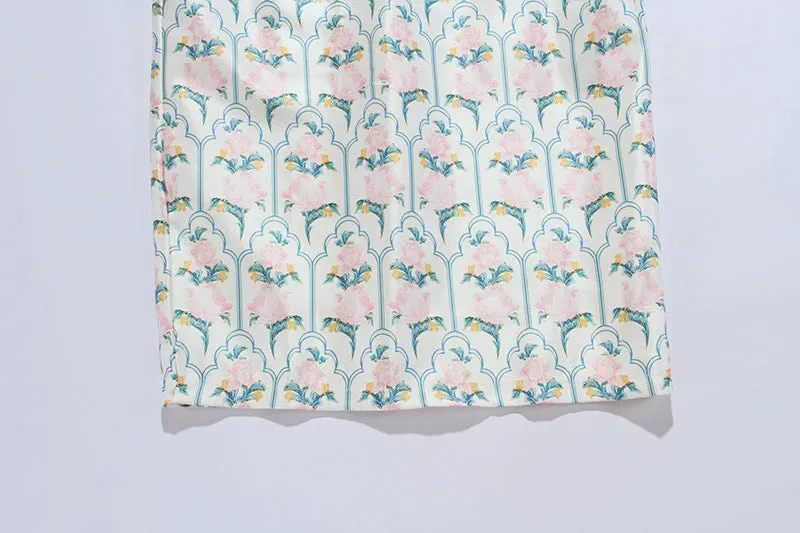 PUFF-SLEEVE FLORAL PRINTED MIDI DRESS Gloria Lanvin