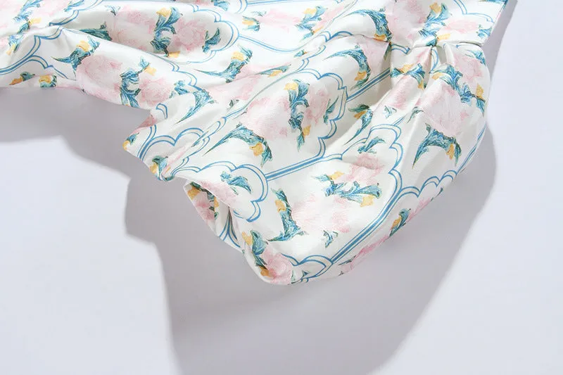 PUFF-SLEEVE FLORAL PRINTED MIDI DRESS Gloria Lanvin