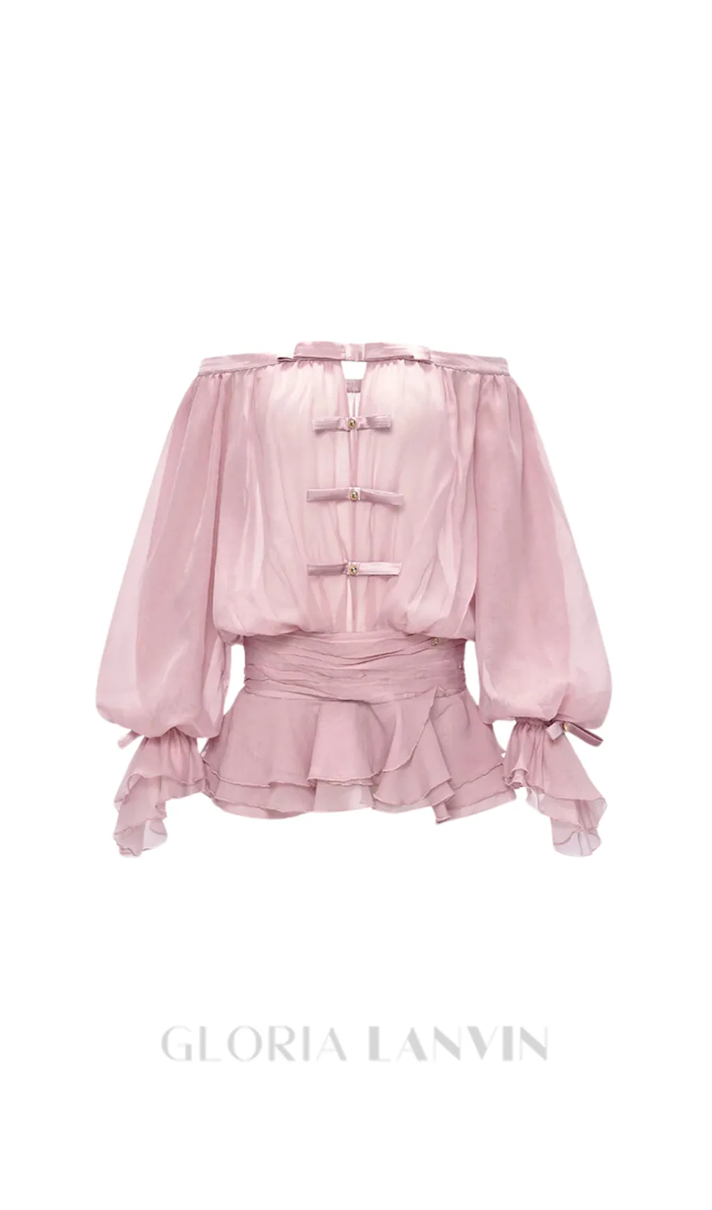 puff sleeve strapless mini dress in misty pink Gloria Lanvin