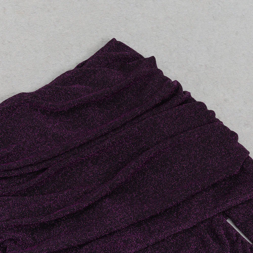 PURPLE LONG SLEEVE OFF SHOULDER BODYCON MAXI DRESS Gloria Lanvin