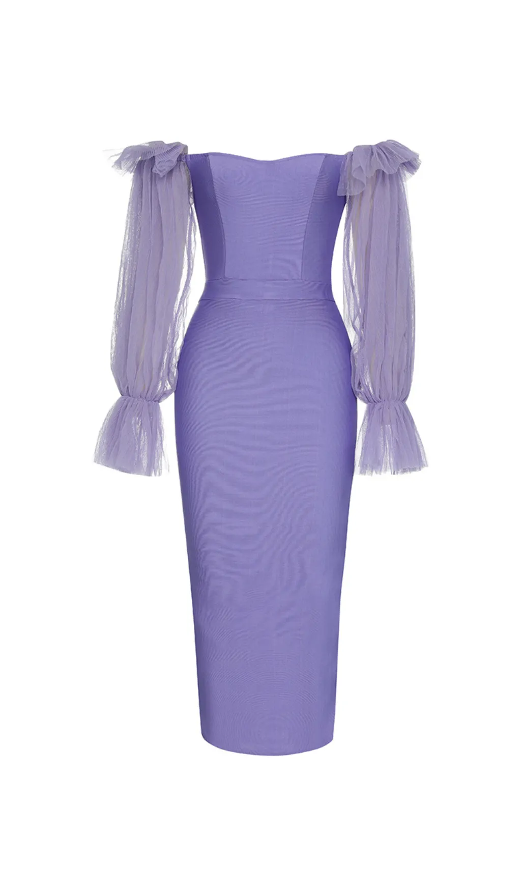 PURPLE MESH LONG SLEEVE MIDI DRESS Gloria Lanvin