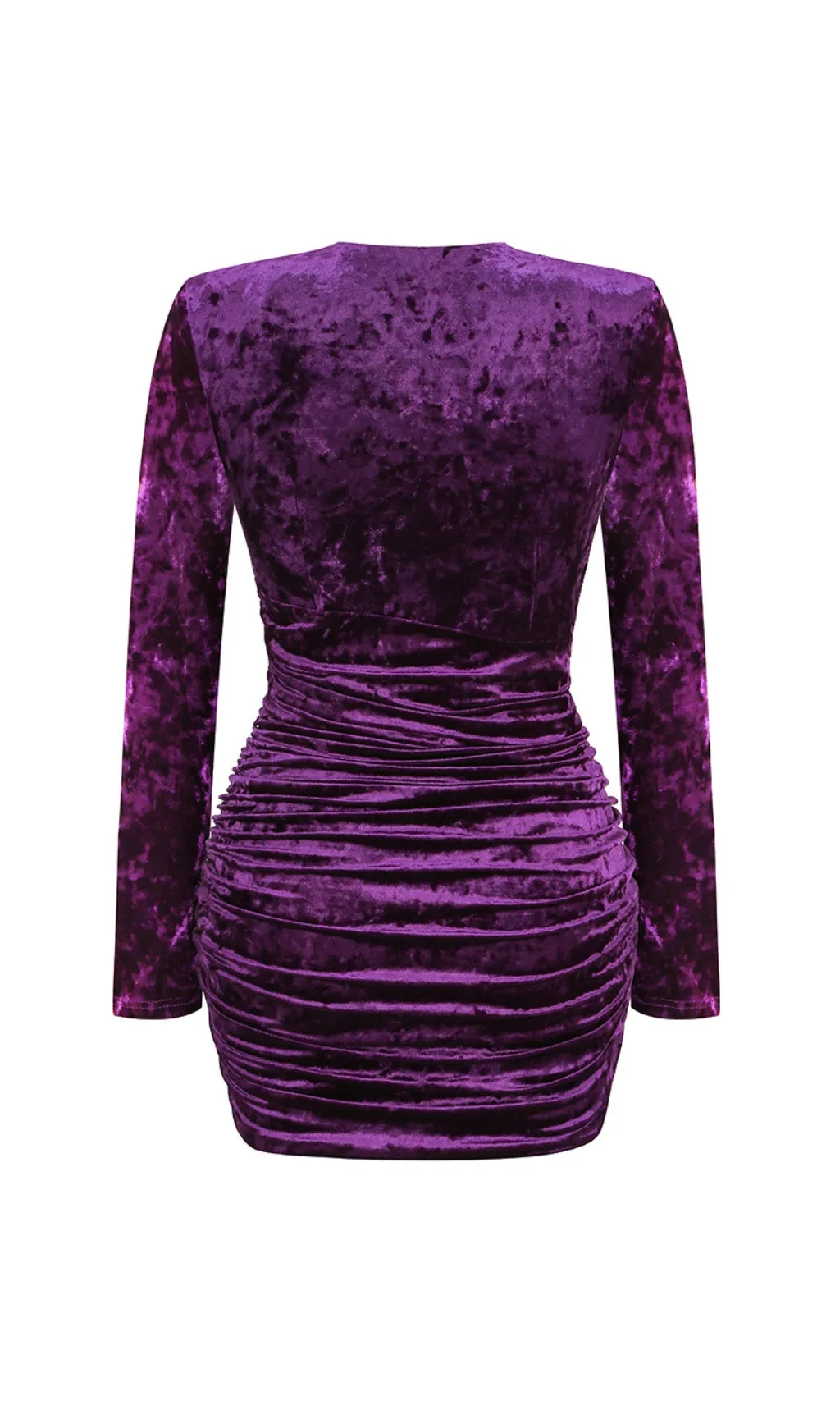 PURPLE V NECK RUCHED VELVET MINI DRESS Gloria Lanvin