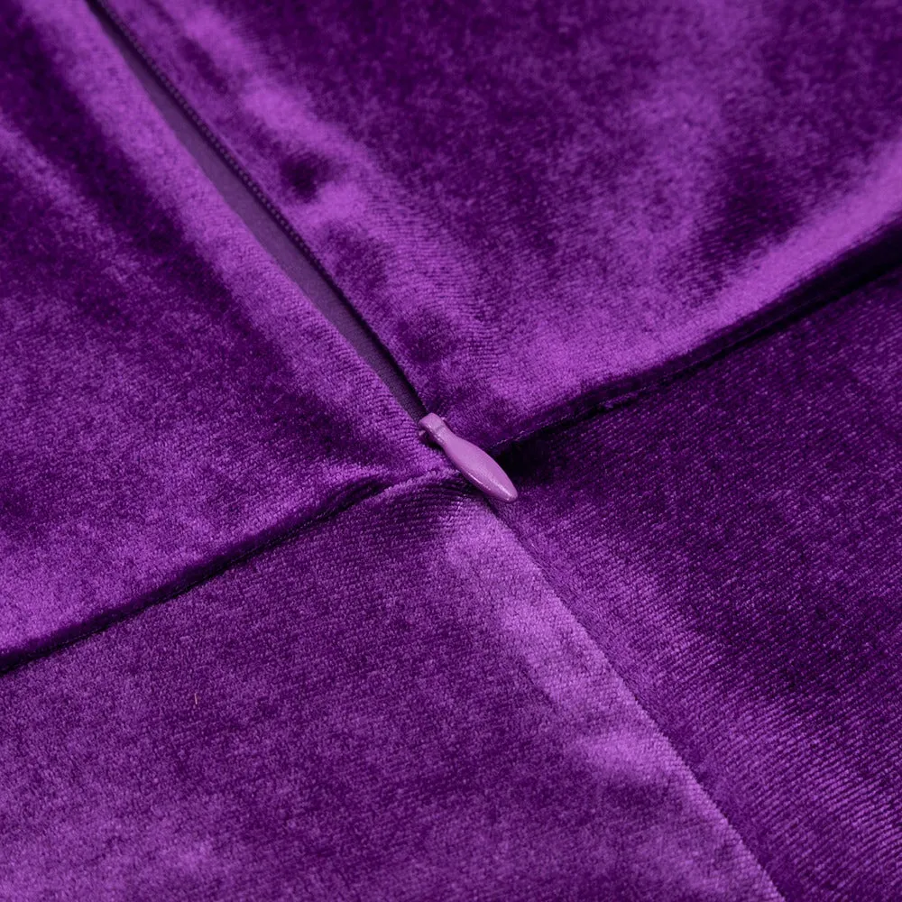 PURPLE VELVET LONG SLEEVES RUCHED MINI DRESS Gloria Lanvin