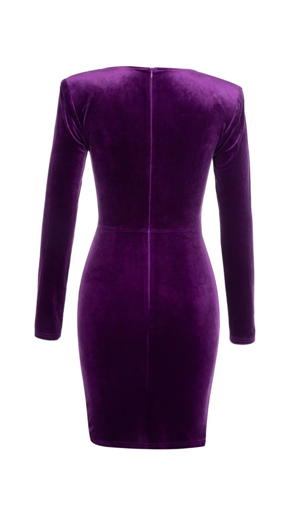PURPLE VELVET LONG SLEEVES RUCHED MINI DRESS Gloria Lanvin
