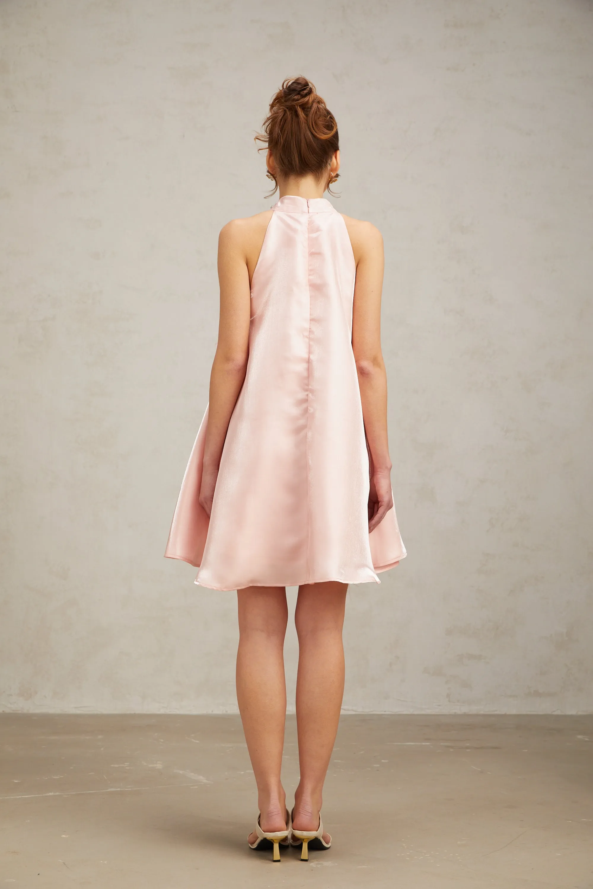 Quella pink flower sleeveless A-line mini dress Gloria Lanvin