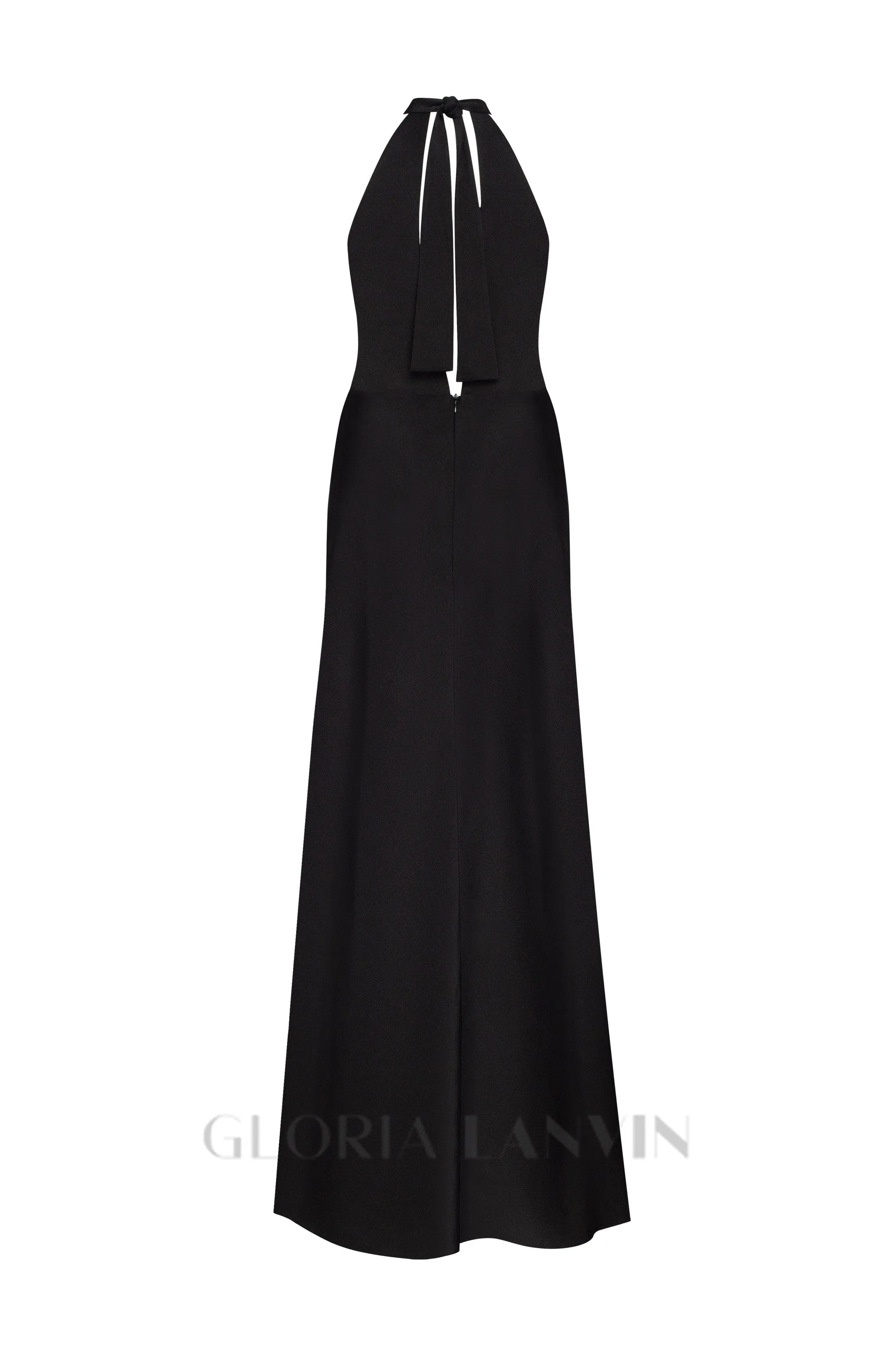 RACHEL BLACK HALTERNECK SATIN BACK CUTOUT MAXI DRESS Gloria Lanvin