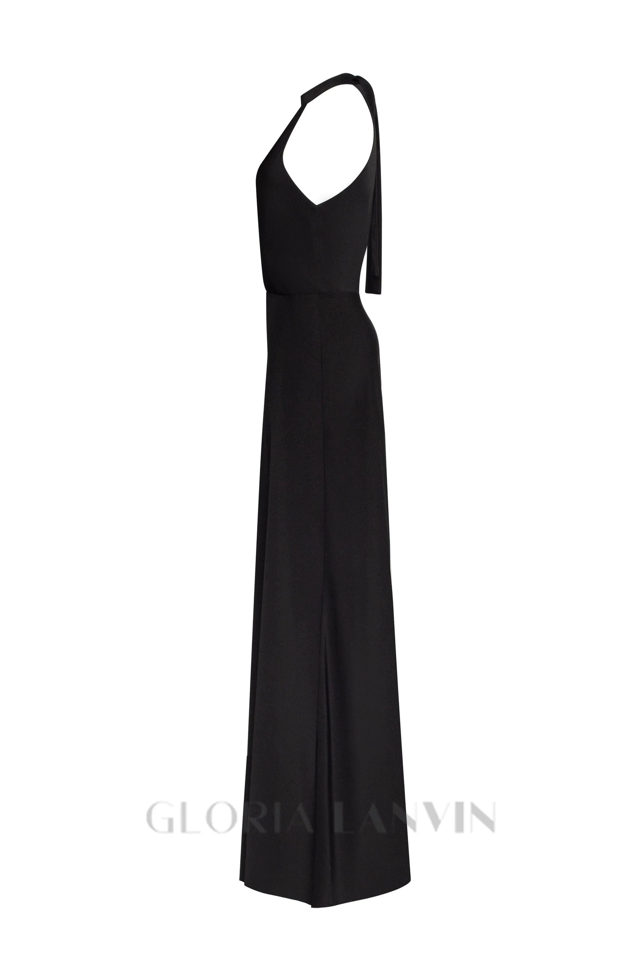 RACHEL BLACK HALTERNECK SATIN BACK CUTOUT MAXI DRESS Gloria Lanvin