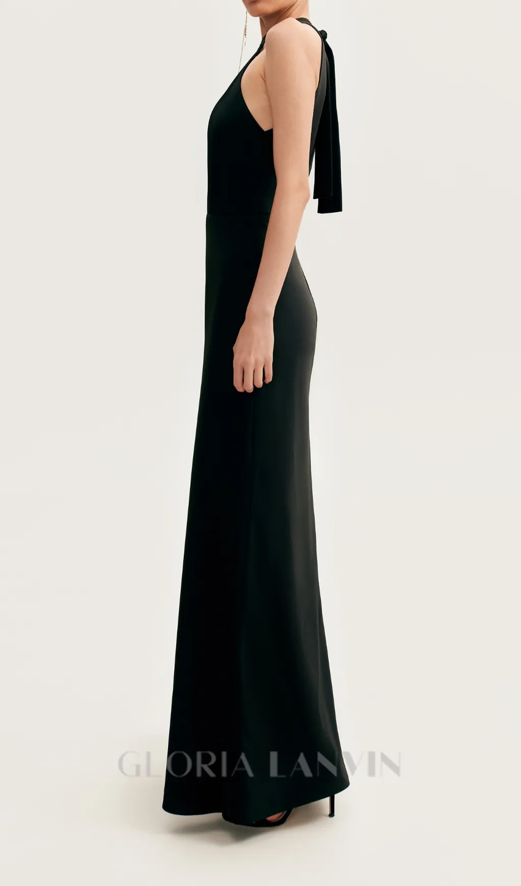 RACHEL BLACK HALTERNECK SATIN BACK CUTOUT MAXI DRESS Gloria Lanvin