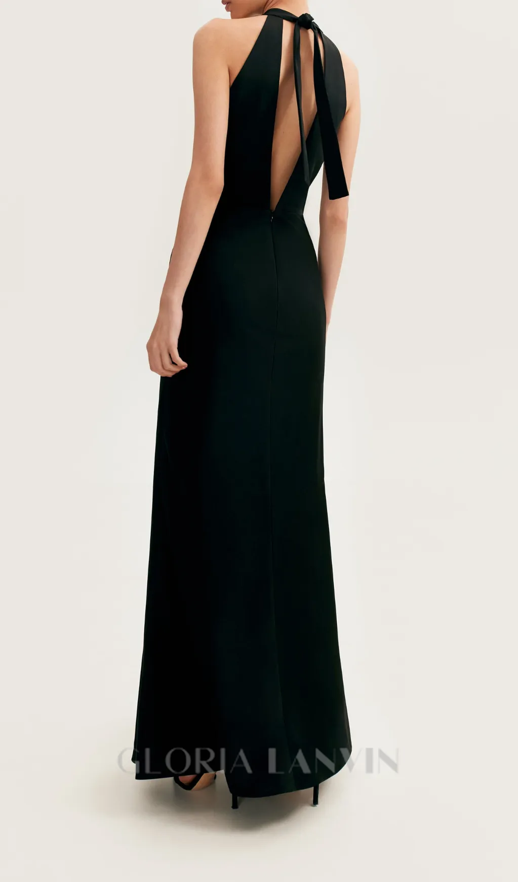 RACHEL BLACK HALTERNECK SATIN BACK CUTOUT MAXI DRESS Gloria Lanvin