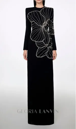 Raelynn Bodycon Long Sleeve Crepe maxi Dress Gloria Lanvin