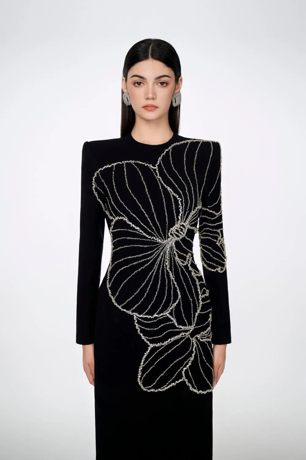 Raelynn Bodycon Long Sleeve Crepe maxi Dress Gloria Lanvin