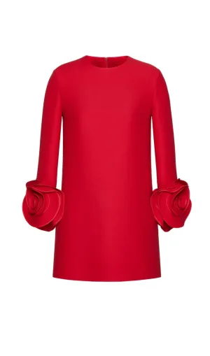 RED 3D FLORAL CREPE MINI DRESS Gloria Lanvin