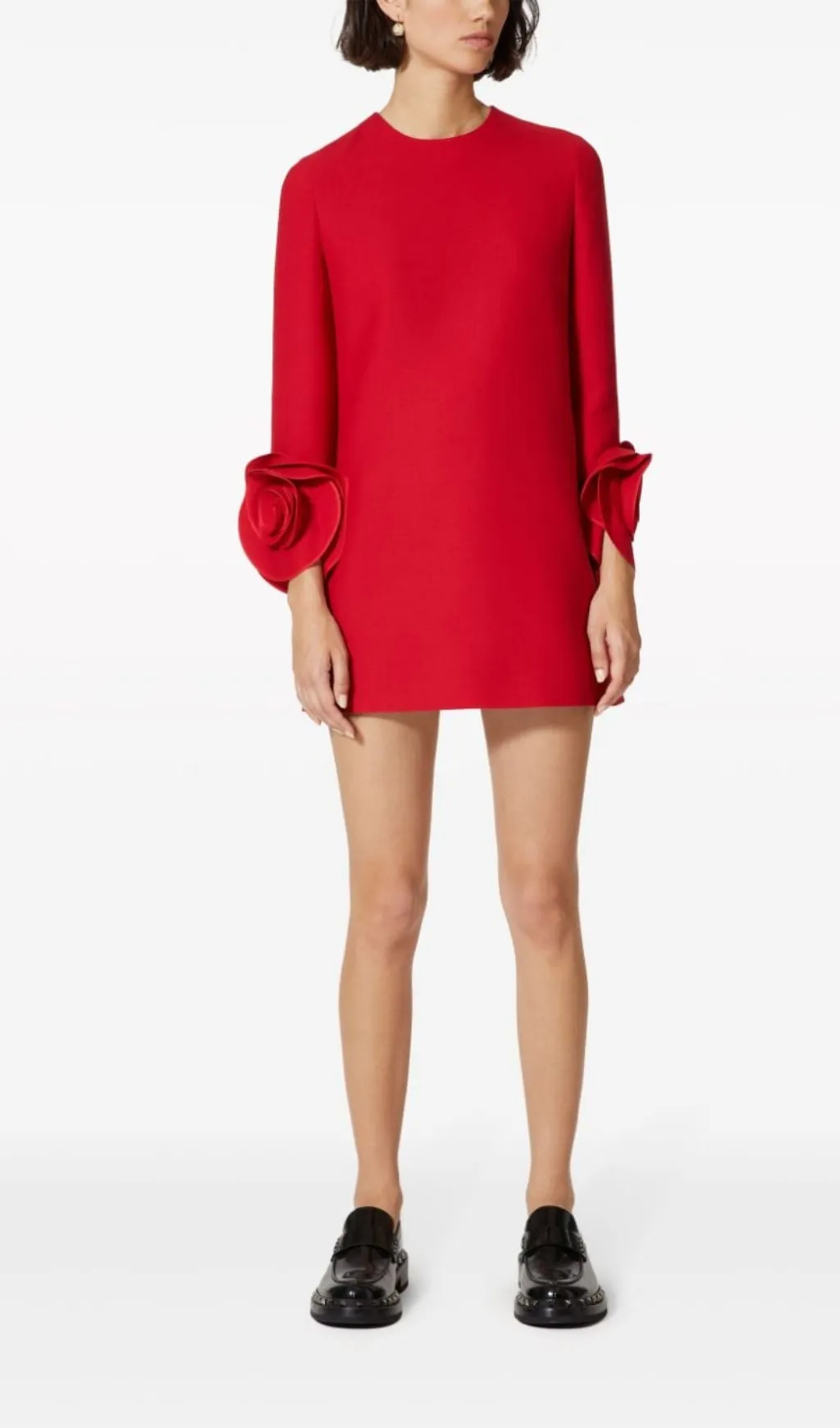 RED 3D FLORAL CREPE MINI DRESS Gloria Lanvin