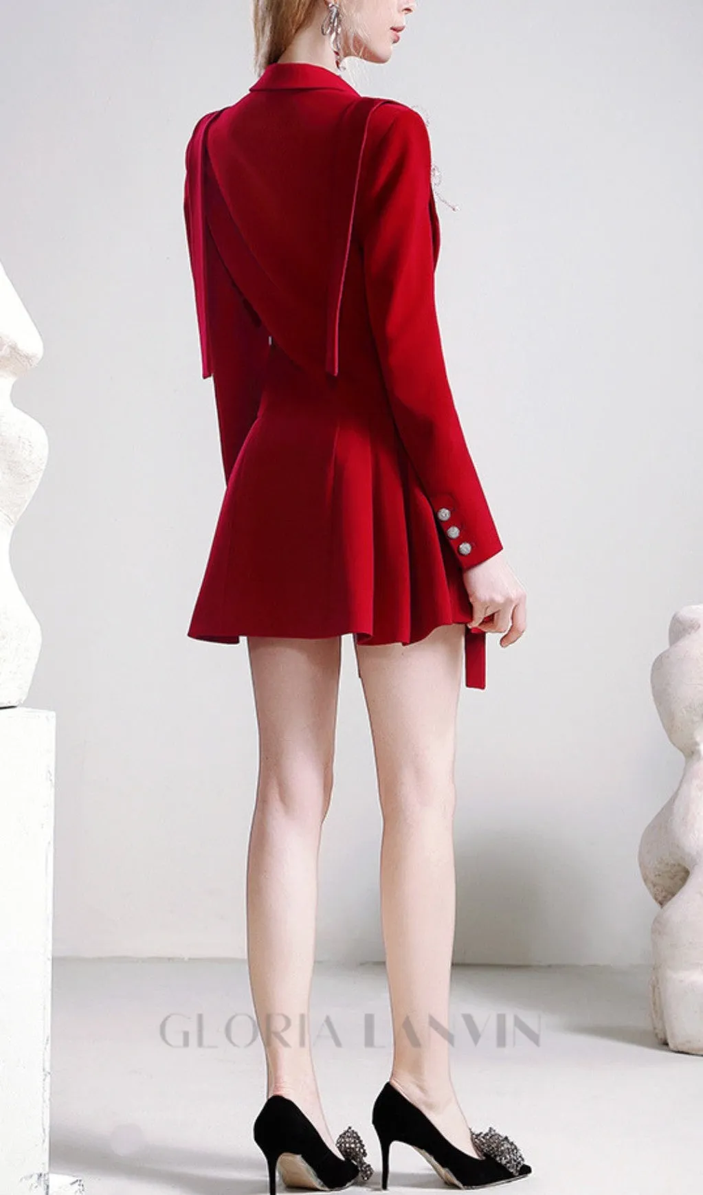 RED BOW DECOR JACKET DRESS Gloria Lanvin