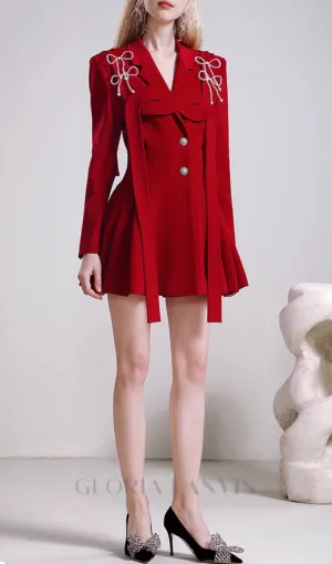 RED BOW DECOR JACKET DRESS Gloria Lanvin