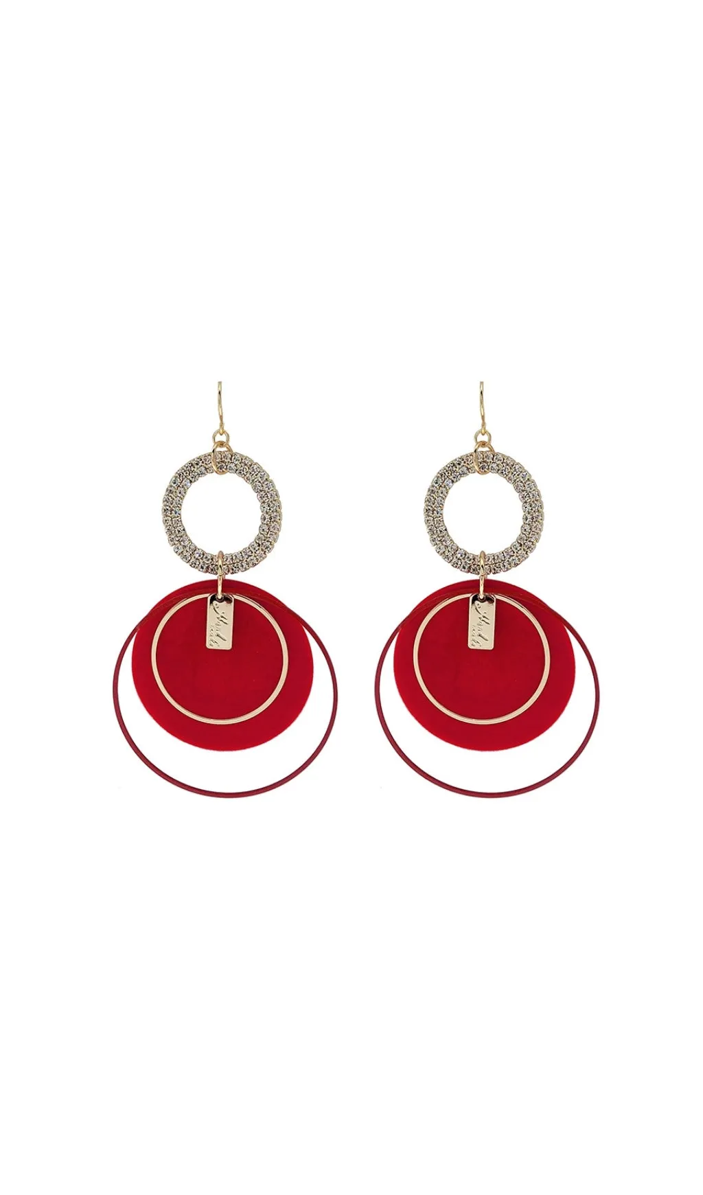 RED CIRCLE PLUSH EARRINGS Gloria Lanvin