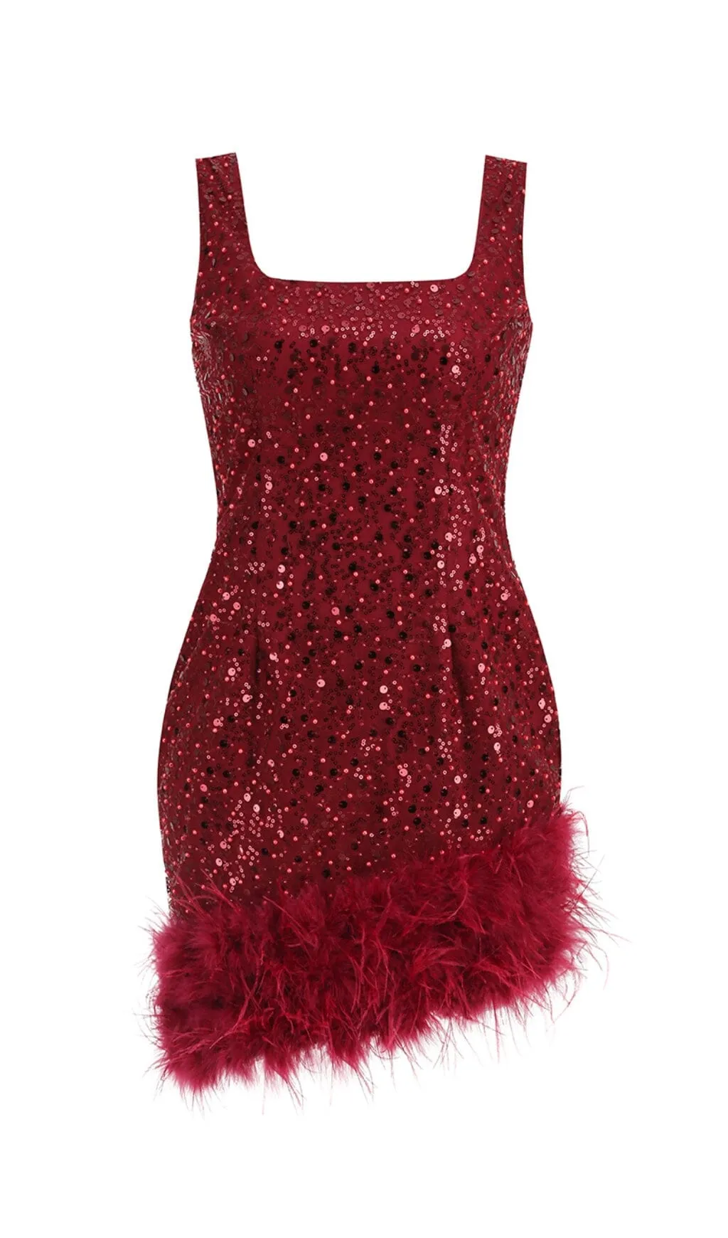 RED FEATHER SEQUIN DRESS Gloria Lanvin