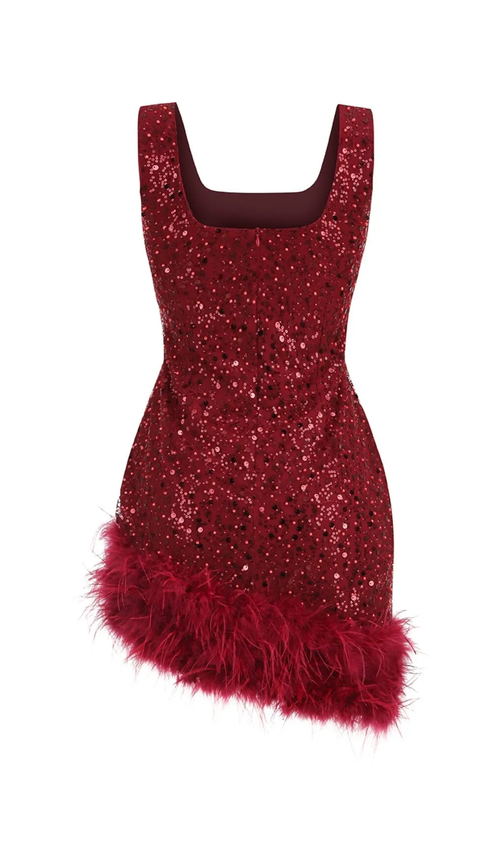 RED FEATHER SEQUIN DRESS Gloria Lanvin