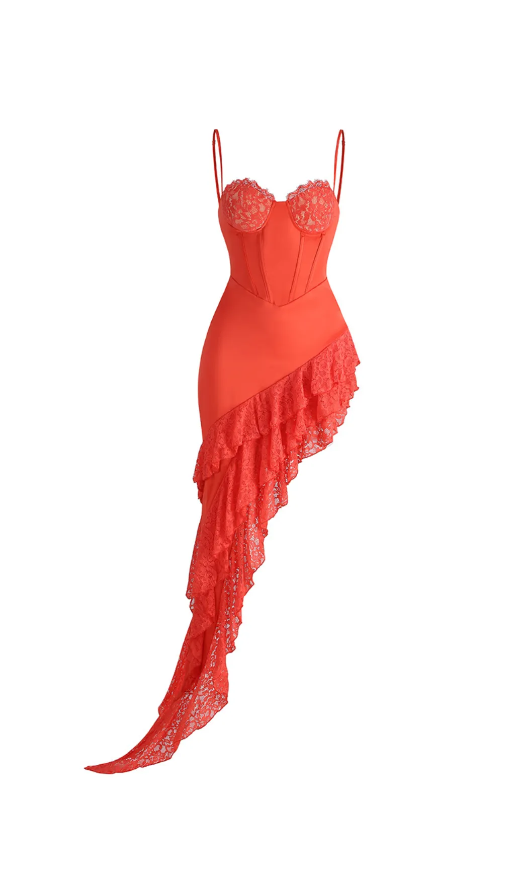 RED LACE SATIN CORSET DRESS Gloria Lanvin